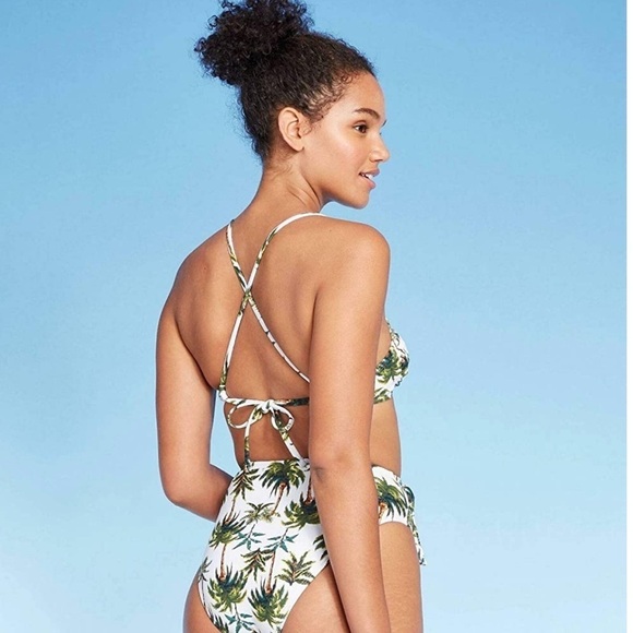 Xhilaration Juniors’ White Palm Bikini Top - Picture 2 of 13